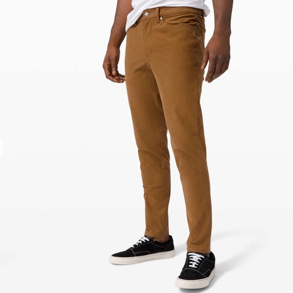 Lululemon ABC Pants Men's 32 Brown Orange Slim Fit Utilitech 5 Pocket Stretch - Picture 1 of 15